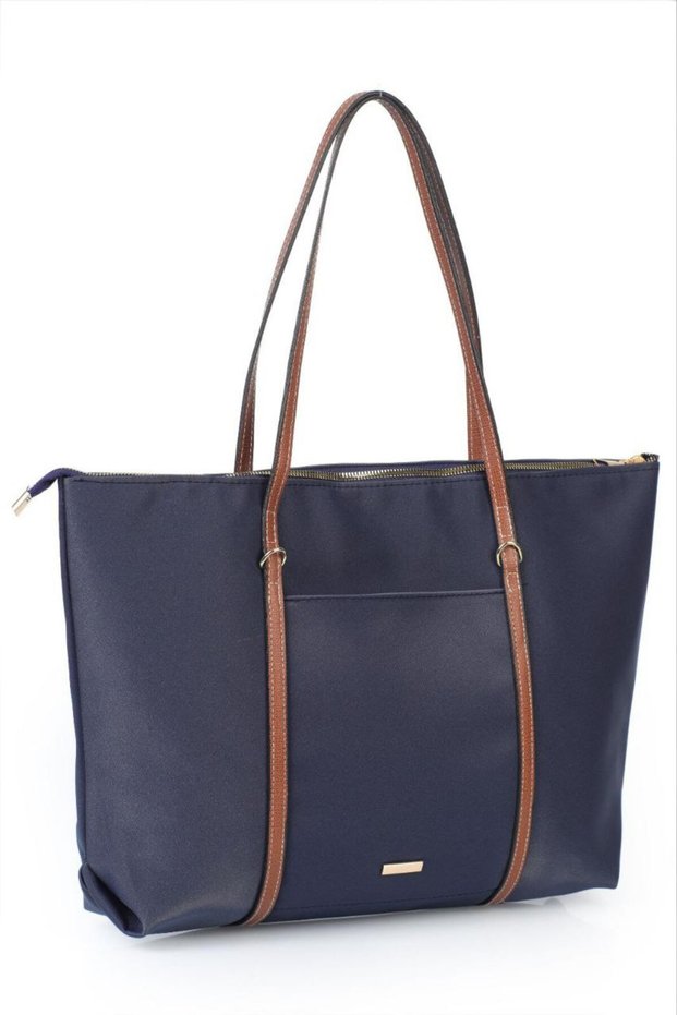 Women's Buzzy Fabric Striped Detail Handbag and Shoulder Bag