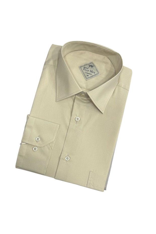 Classic Wide Cut Straight Long Sleeve Men's Shirt