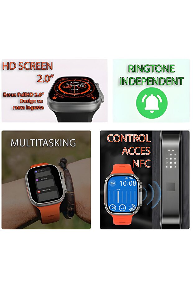 Timacon Smart Watch 1.99 inch, Bluetooth, Wireless, Heart Rate, Thermometer, Sleep Monitoring - 4