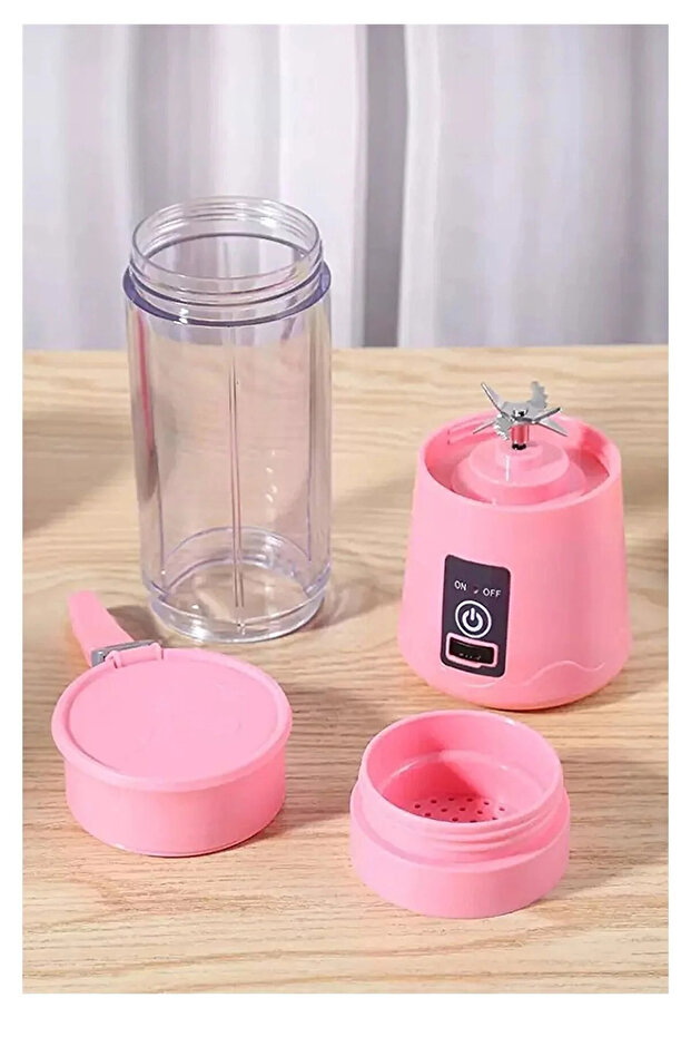 Pembe Taşınabilir El Blenderı, USB Şarjlı Mini Mutfak Robotu, Meyve Sıkacağı - 6