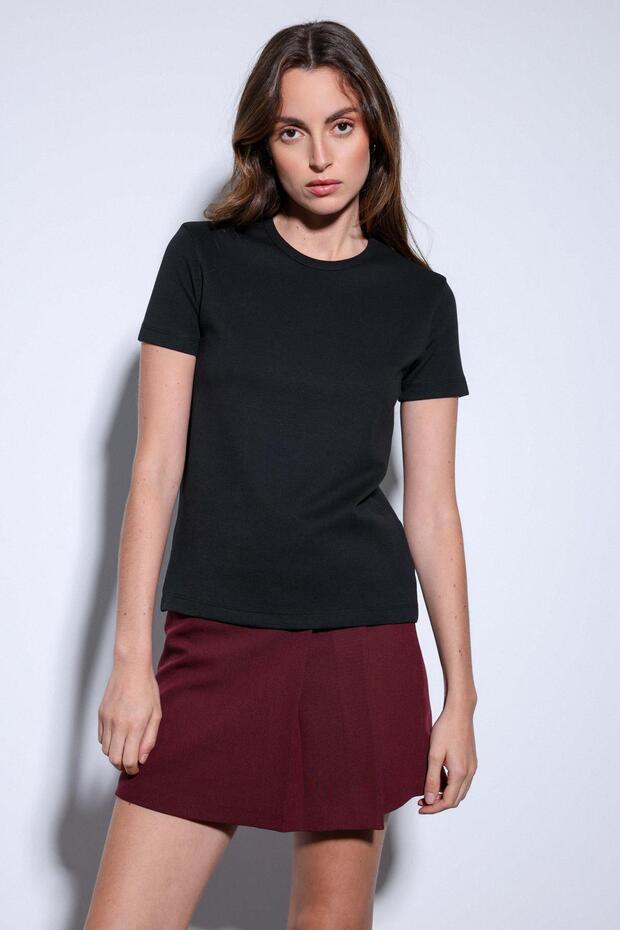 Siyah Basic Kadın T-Shirt - 2