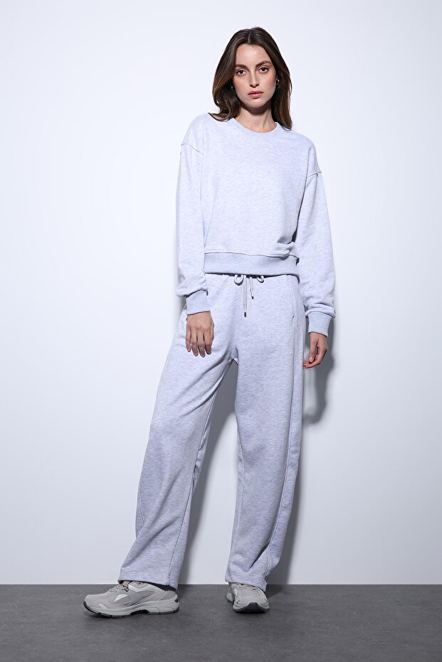 Gri Melanj Basic Kadın Sweatshirt - 2