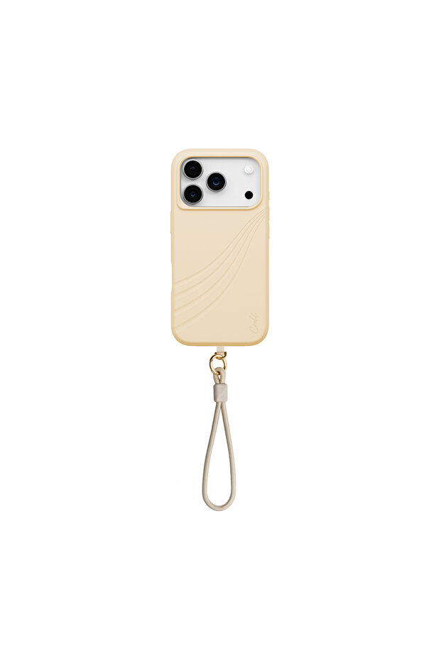 iPhone 17 Pro Max Compatible Case with M-Safe Feature Soft Back Surface Strap Drawstring Serina Cover Cream