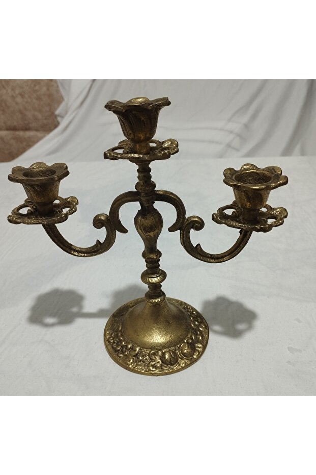 pirinç şamdan 3 kollu - 1