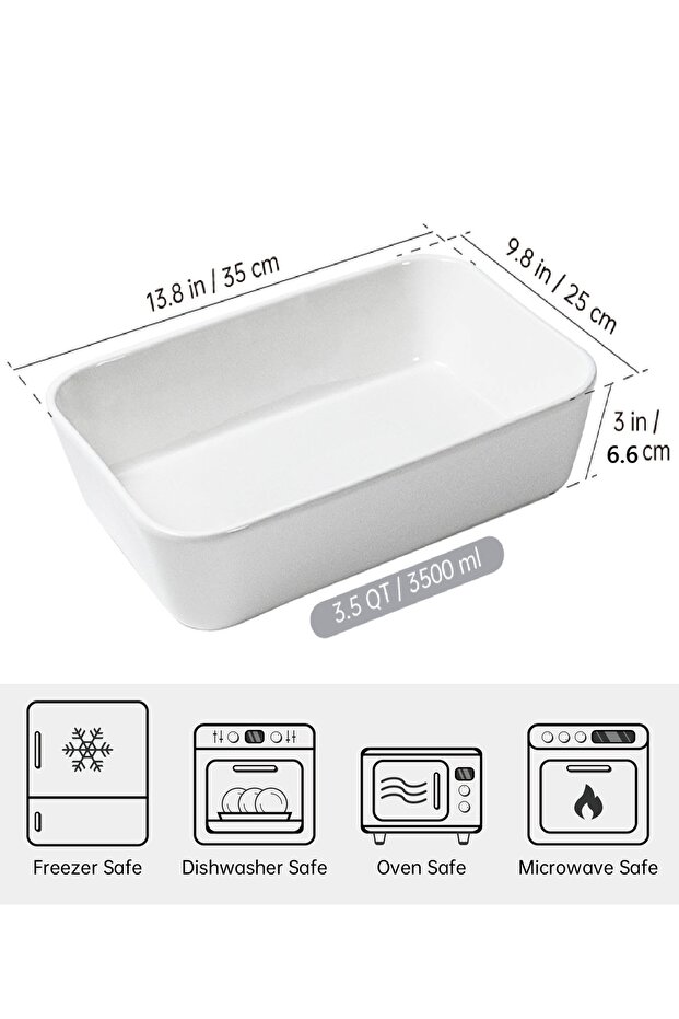 Rectangular ceramic oven tray, 35 x 25 x 6 cm - 3