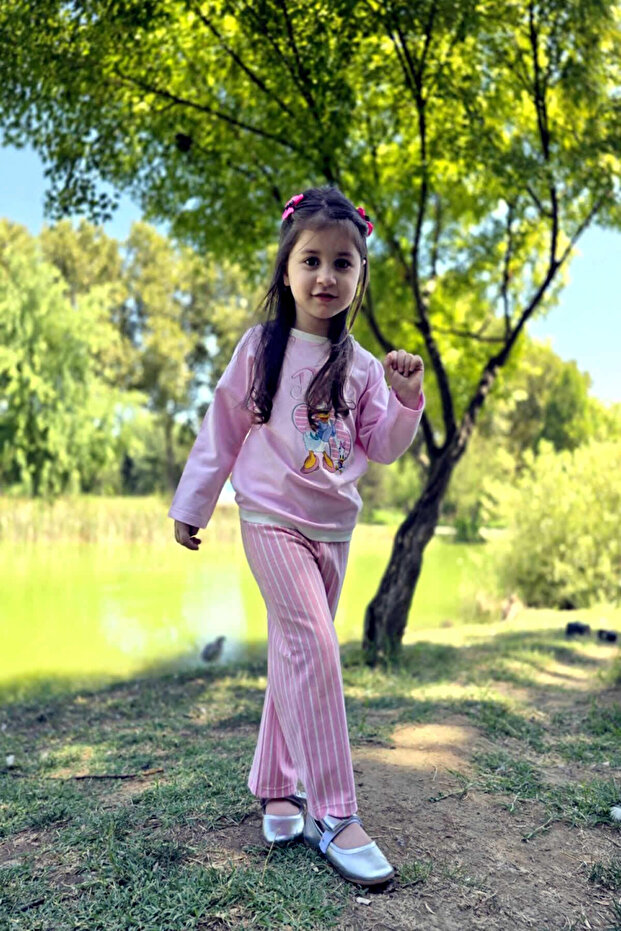 Cotton Patterned Girl's Double Set