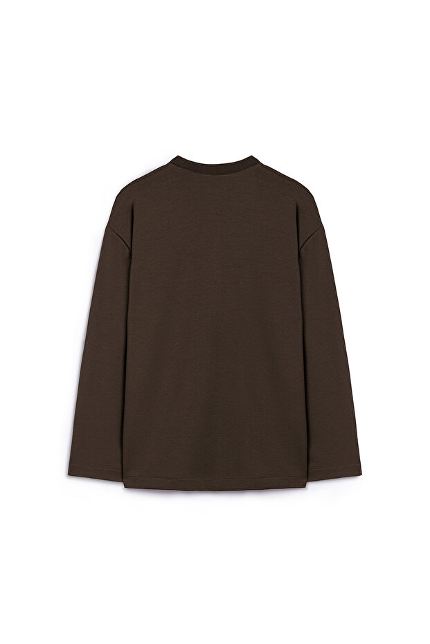 Printed Plain Sweat Brown - 2