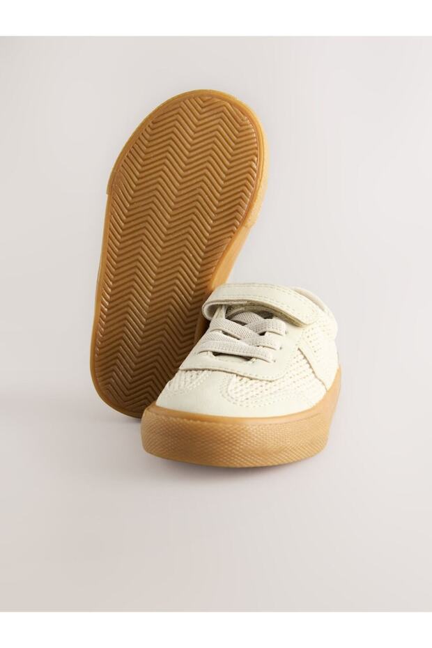Krem Bantlı Rahat Taban Sneaker - 3
