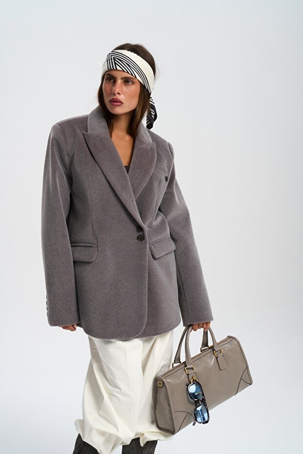 Runa Oversize Gri Blazer - 1