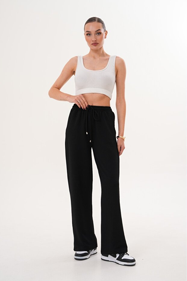 OVERSİZE BORU PAÇA ÖRME PANTOLON - 5