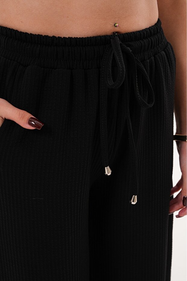 OVERSİZE BORU PAÇA ÖRME PANTOLON - 4