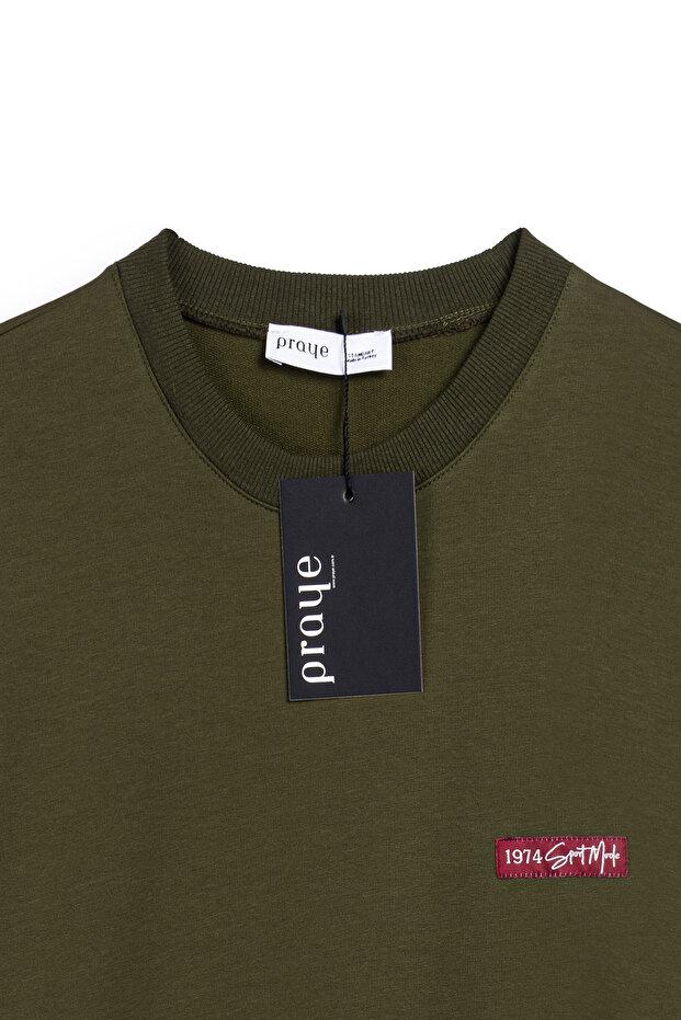 Baskılı Düz Sweat Haki - 4