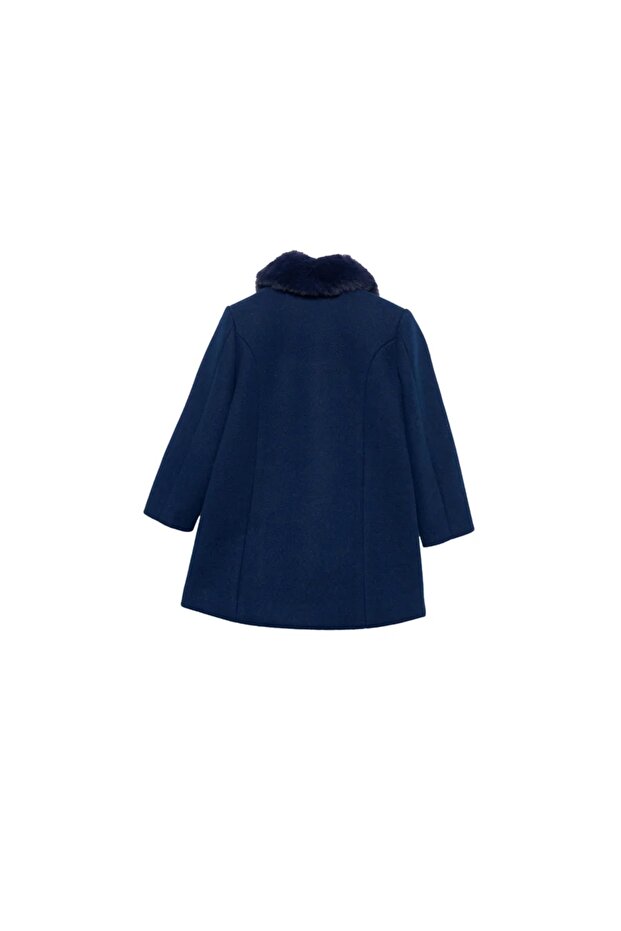 Mayoral Abel&Lula Fur Collar Girls' Cashmere Coat Navy Blue