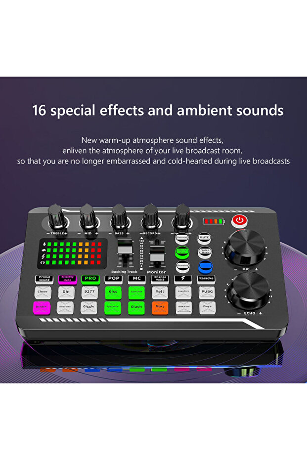 F998 External Sound Card and Mixer USB Bluetooth with Recording Microphone and Audio Speakers - 4