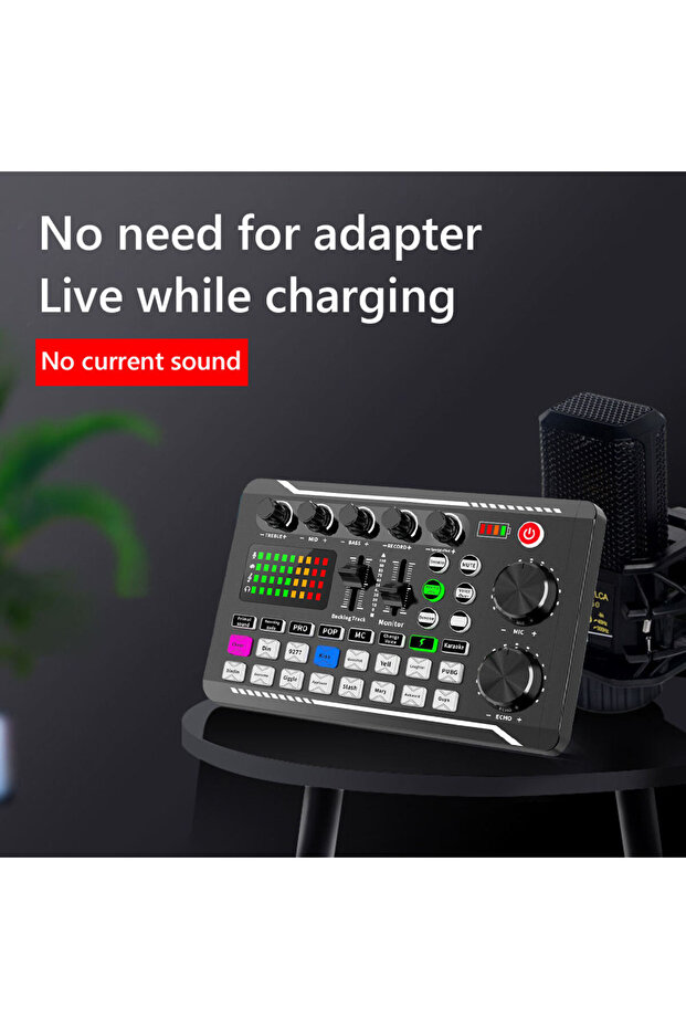 F998 External Sound Card and Mixer USB Bluetooth with Recording Microphone and Audio Speakers - 3