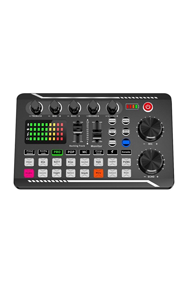 F998 External Sound Card and Mixer USB Bluetooth with Recording Microphone and Audio Speakers - 1