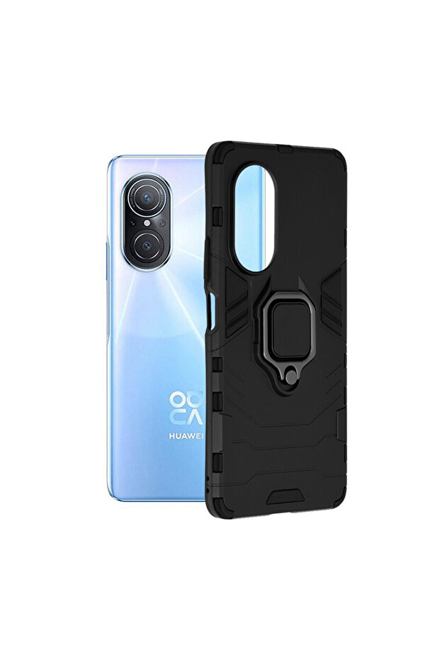 Case for Huawei Nova 9, Army Shield Protection, Armor Ring Holder, Black - 1