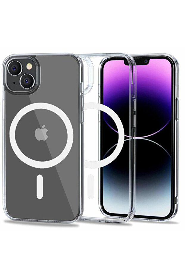 MagSafe Colorful Protective Case for iPhone 15, Silicone TPU, Optim Solution, Transparent - 1