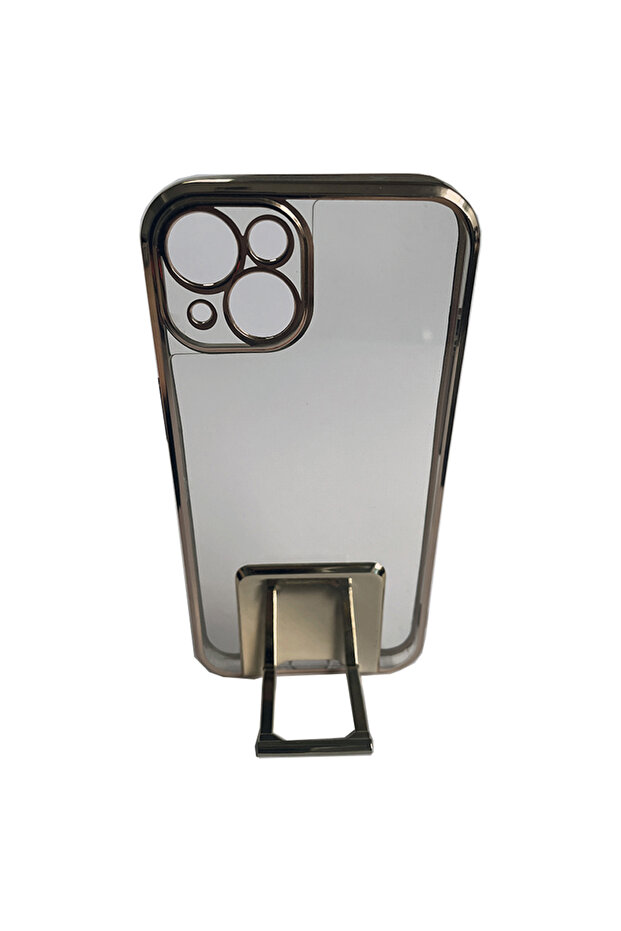 Silicone Case for Apple iPhone 11, Stand, Special Mirror Design, Gold - 1