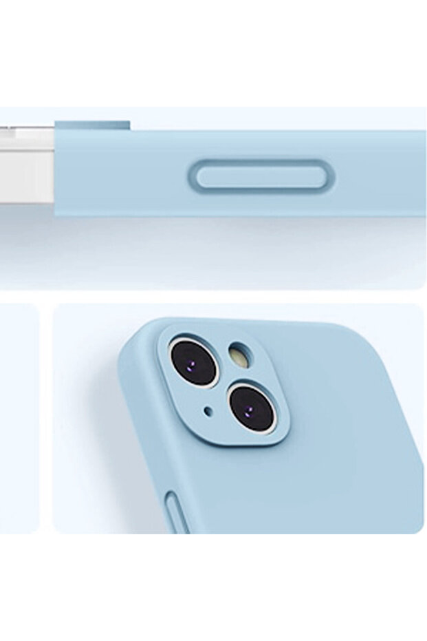 Silicone Case for Apple iPhone 14, Microfiber Interior, Light Blue - 5