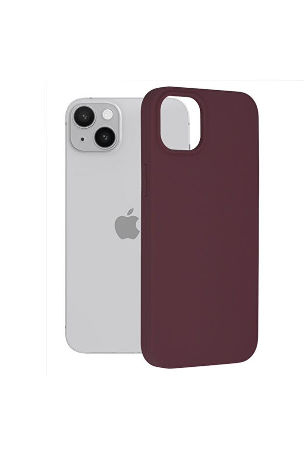 Double Structure Protective Case for iPhone 14 Plus, Microfiber, Matte Cherry - 1