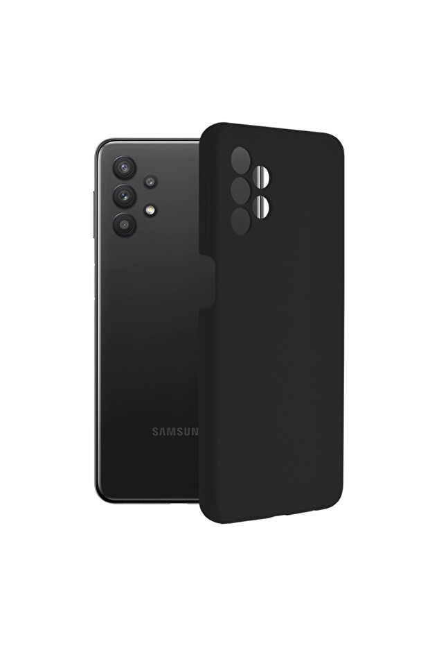 Double Structure Protective Case for Samsung Galaxy A32 5G, Microfiber, Titanium Black - 1