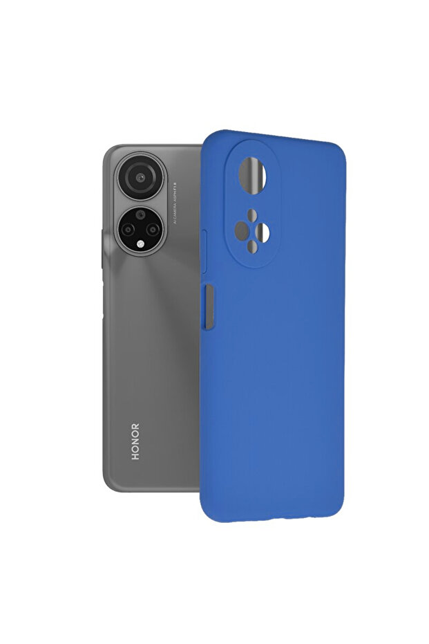 Silicone Case for Honor X7, Microfiber, Camera Protection, Blue - 1