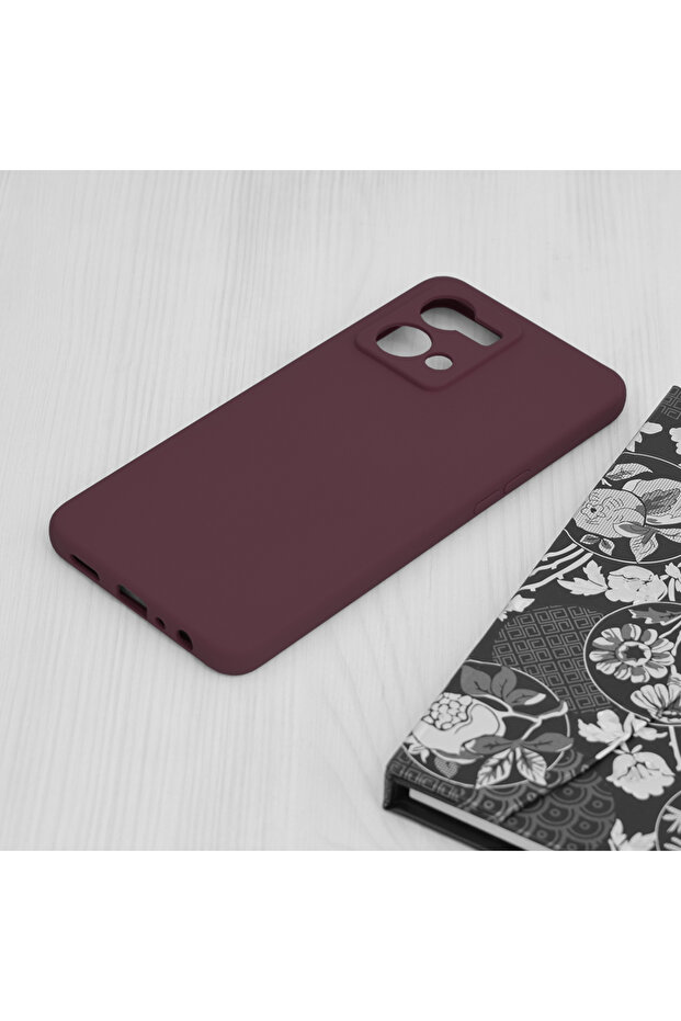 Double Structure Protective Case for Oppo Reno7 4G, Microfiber, Matte Cherry - 3