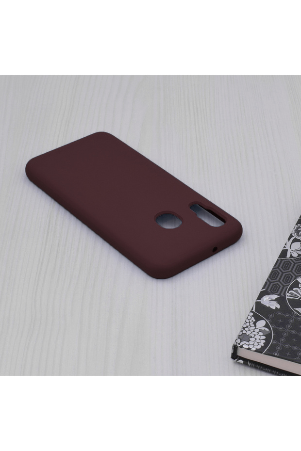 Double Structure Protective Case for Samsung Galaxy A20e, Microfiber, Matte Burgundy - 5
