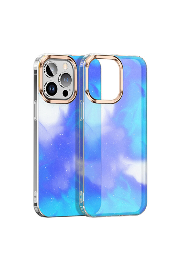 Case for Apple IPhone 14 Pro Max, Watercolor Glitter Gradient Design, Blue - 1