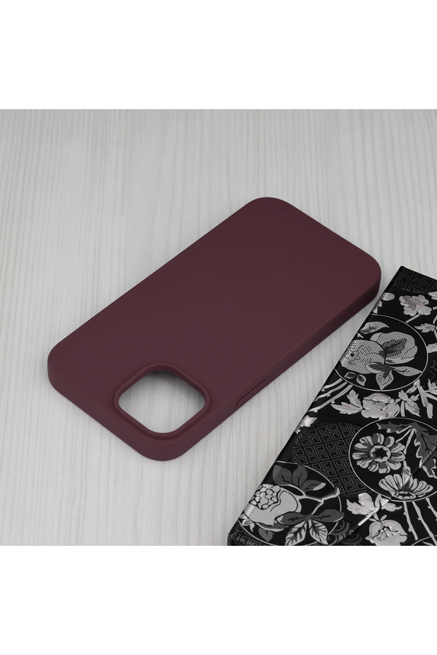 Double Structure Protective Case for iPhone 14, Microfiber, Matte Cherry - 4
