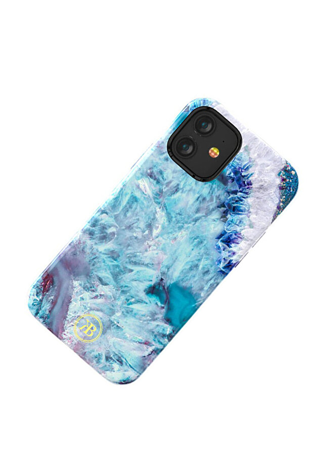 Apple iPhone 12 Precious Marble Case, Elegant Design, Tech Blue - 4