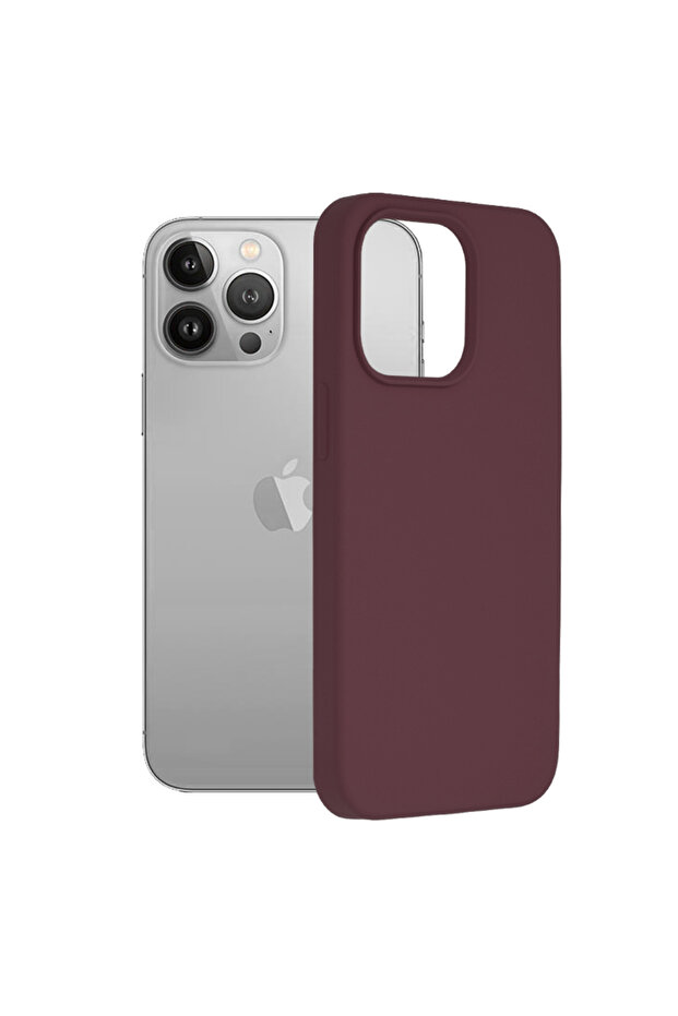 Double Structure Protective Case for iPhone 13 Pro, Microfiber, Matte Cherry - 1