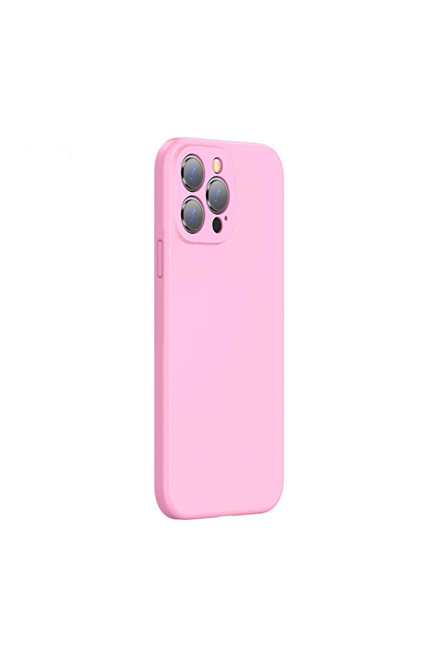 Silicone Case for Iphone 13 Pro Microfiber Interior, Camera Protection, Pink - 1