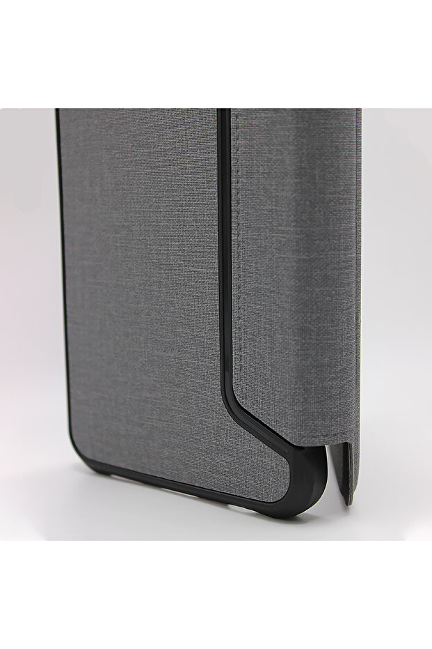 Anti-Shock Book Case for Apple Iphone 13 Pro Max, Textile Material, Gray - 4