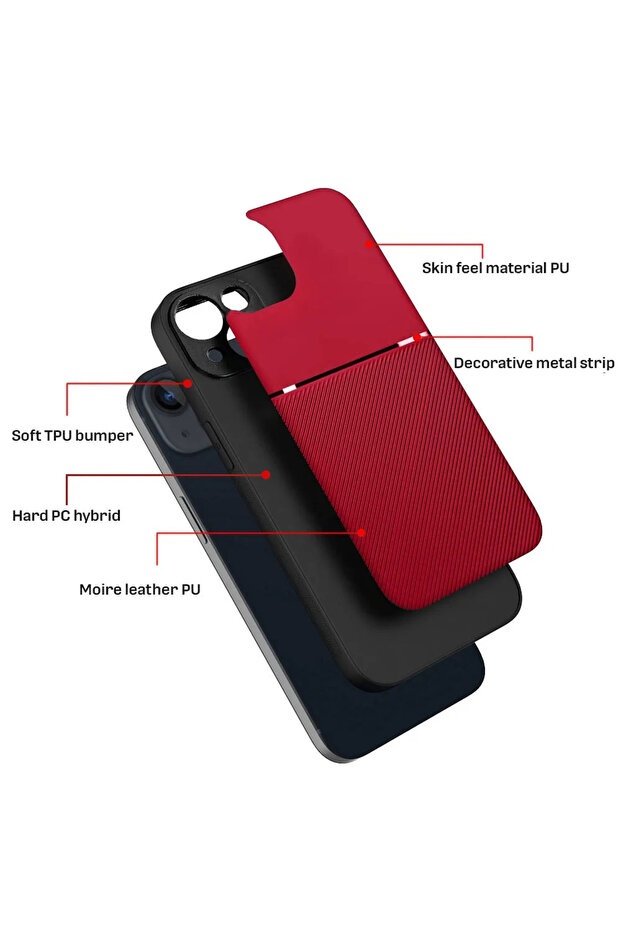 Protective Case for Apple iPhone 15 Plus, Camera Protection, Hard PC Material, Red - 4
