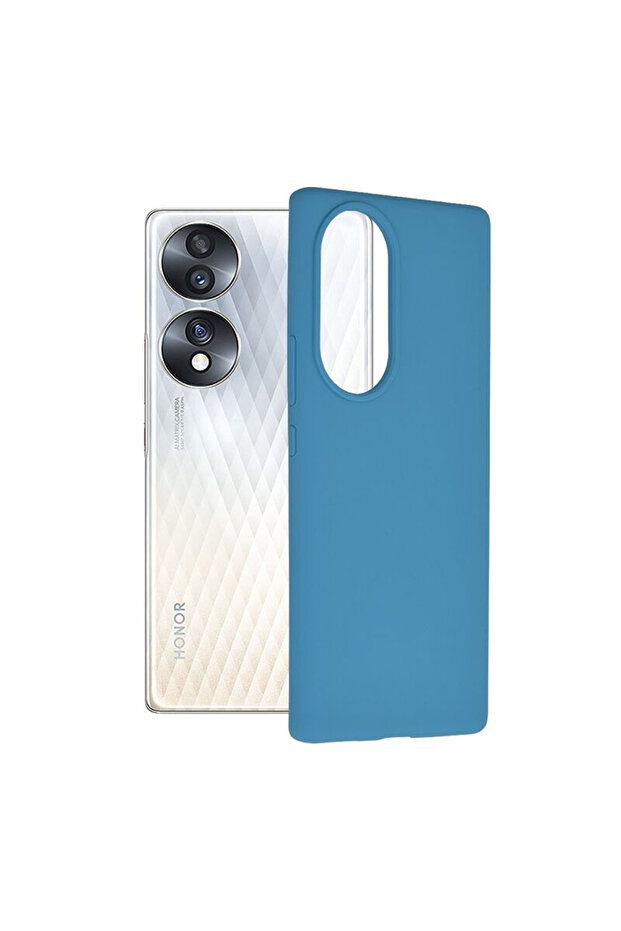 TPU Silicone Case with Microfiber for Honor 80, Microfiber Interior, Blue - 1