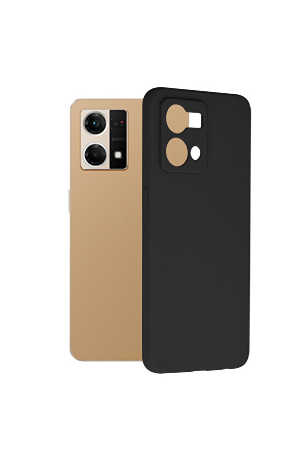 Double Structure Protective Case for Oppo Reno7 4G, Microfiber, Titanium Black - 1