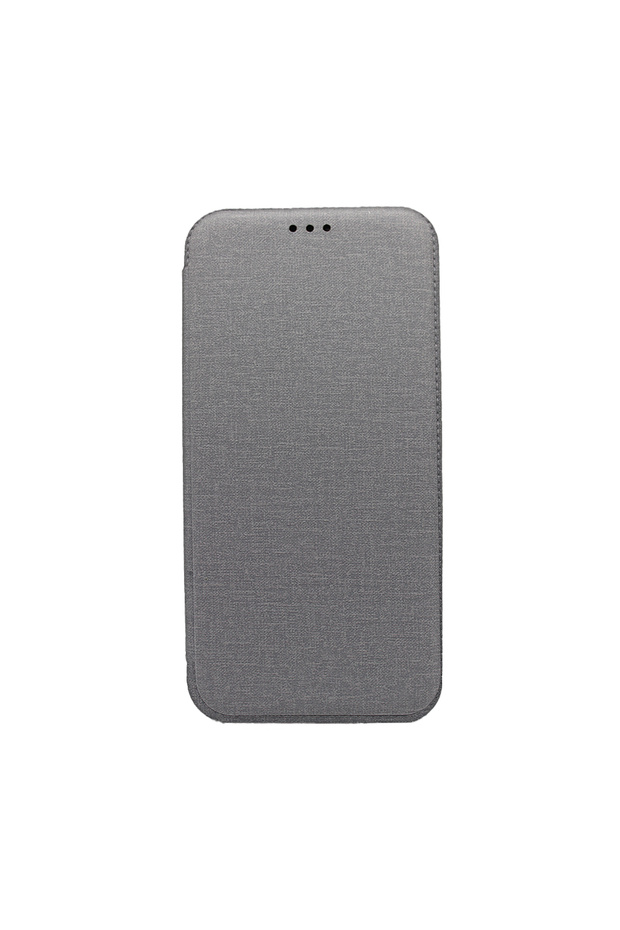 Anti-Shock Book Case for Apple Iphone 13 Pro Max, Textile Material, Gray - 1