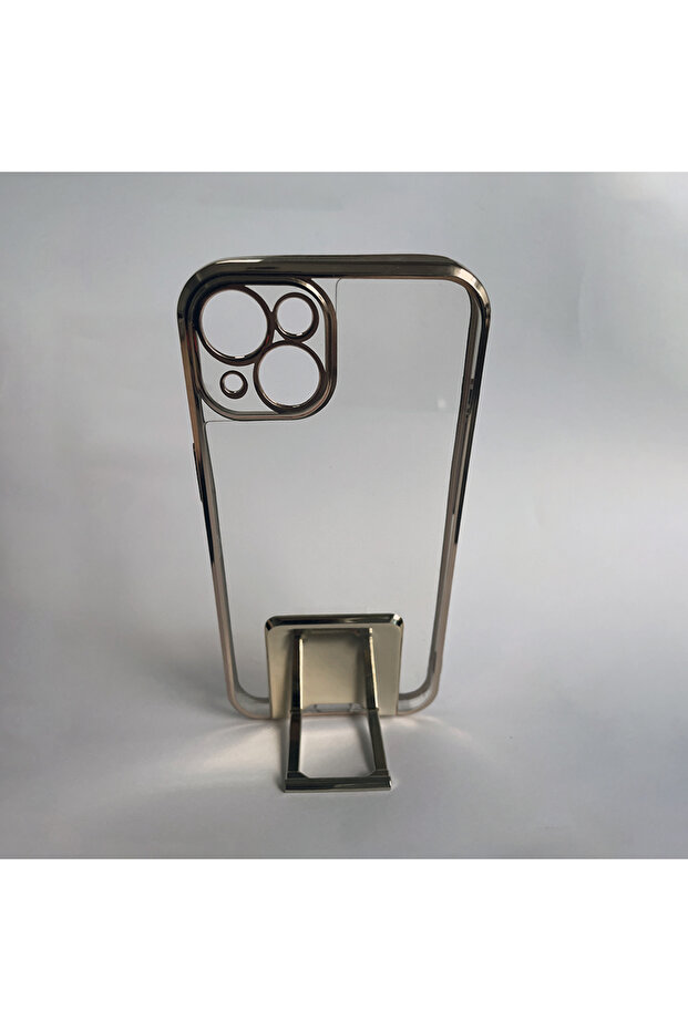 Silicone Case for Apple iPhone 11, Stand, Special Mirror Design, Gold - 2