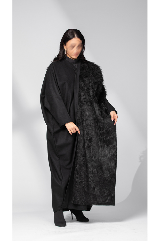 عباية سوداء بإضافة الفرو - 6