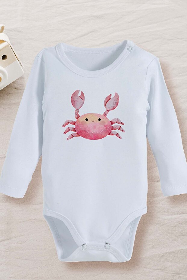 100% Cotton Organic Cute Crab Design Baby Bodysuit