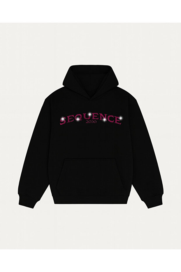 Unisex Oversize Sequence Glitter Stone Printed Sweatshirt