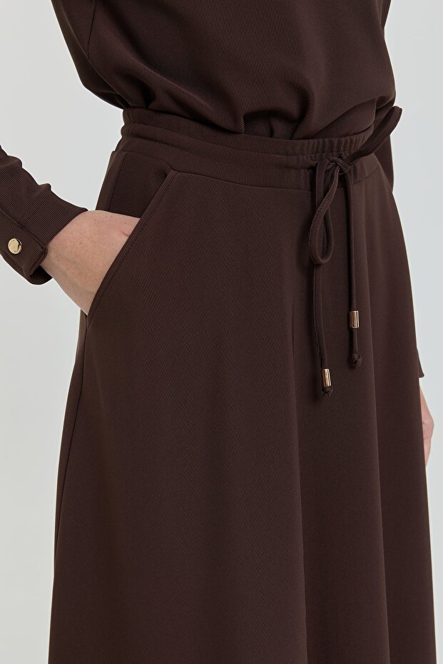 Kloş Örme Etek Kahve - 3