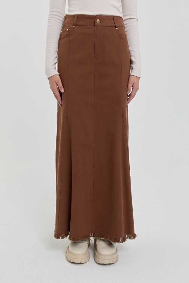 Gabardin 8 Panel Etek Kahve - 2