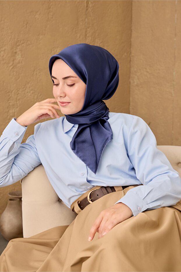 Sura İpek Eşarp 11416-S03 Gece Mavisi - 2