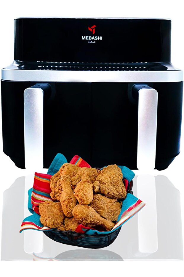 9L Air Fryer Dual Basket with Touch Screen, 2 Separate Baskets, Windows Glass Air Fryer (ME-AF976)(2600W)