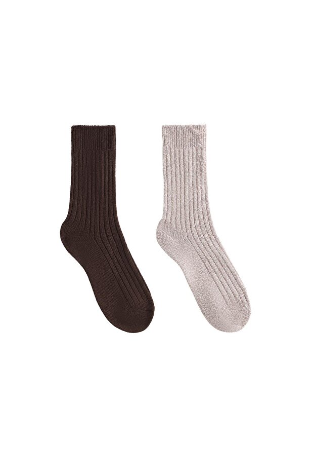 2 çift klasik fitilli çorap - 1