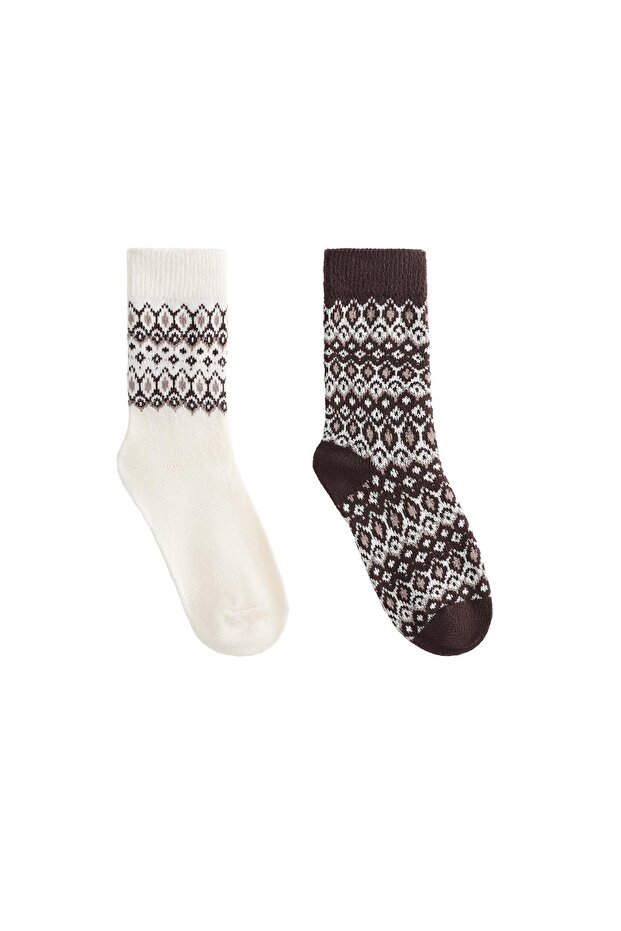 2 çift klasik jakarlı çorap - 1