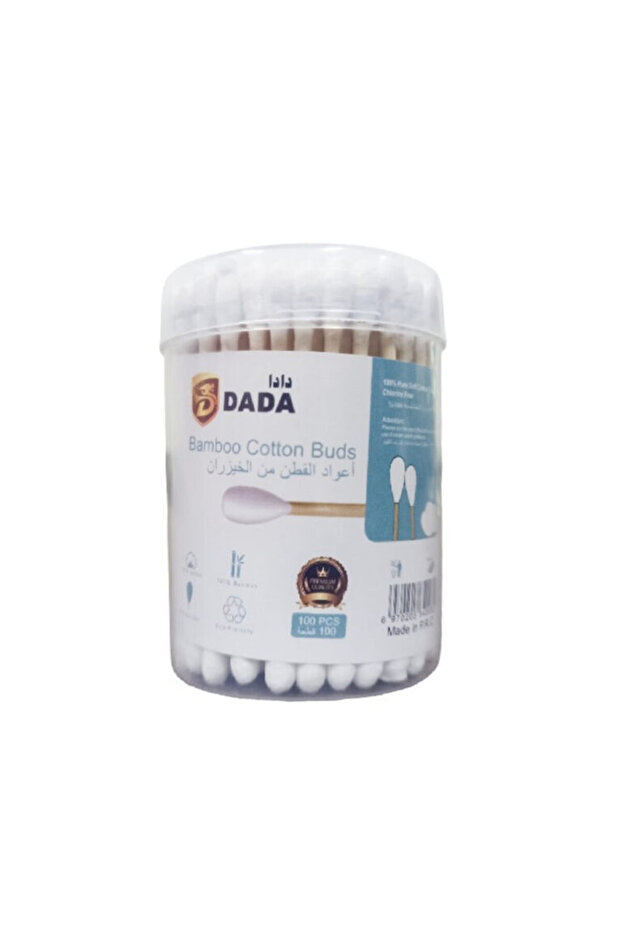 Bamboo Cotton Buds, 100, Double-Tipped Design, 100% Pure Cotton, Durable Wooden Stems